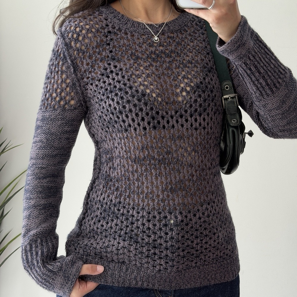Inhabit Cashmere Sweater Womens Medium Crochet Open Knit Grunge Whimsygoth Boho